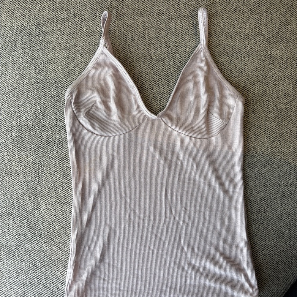 Joah Brown Cream Ribbed Tank Top